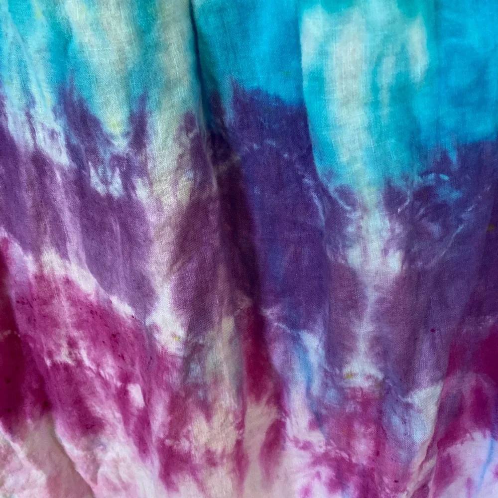 Vibrant Multicolor Linen Tie-Dye Sleeveless Dress - Picture 4 of 9